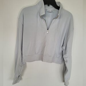 TNA AiryAF Fleece Quarter Zip Light Blue Cropped Sweater size large